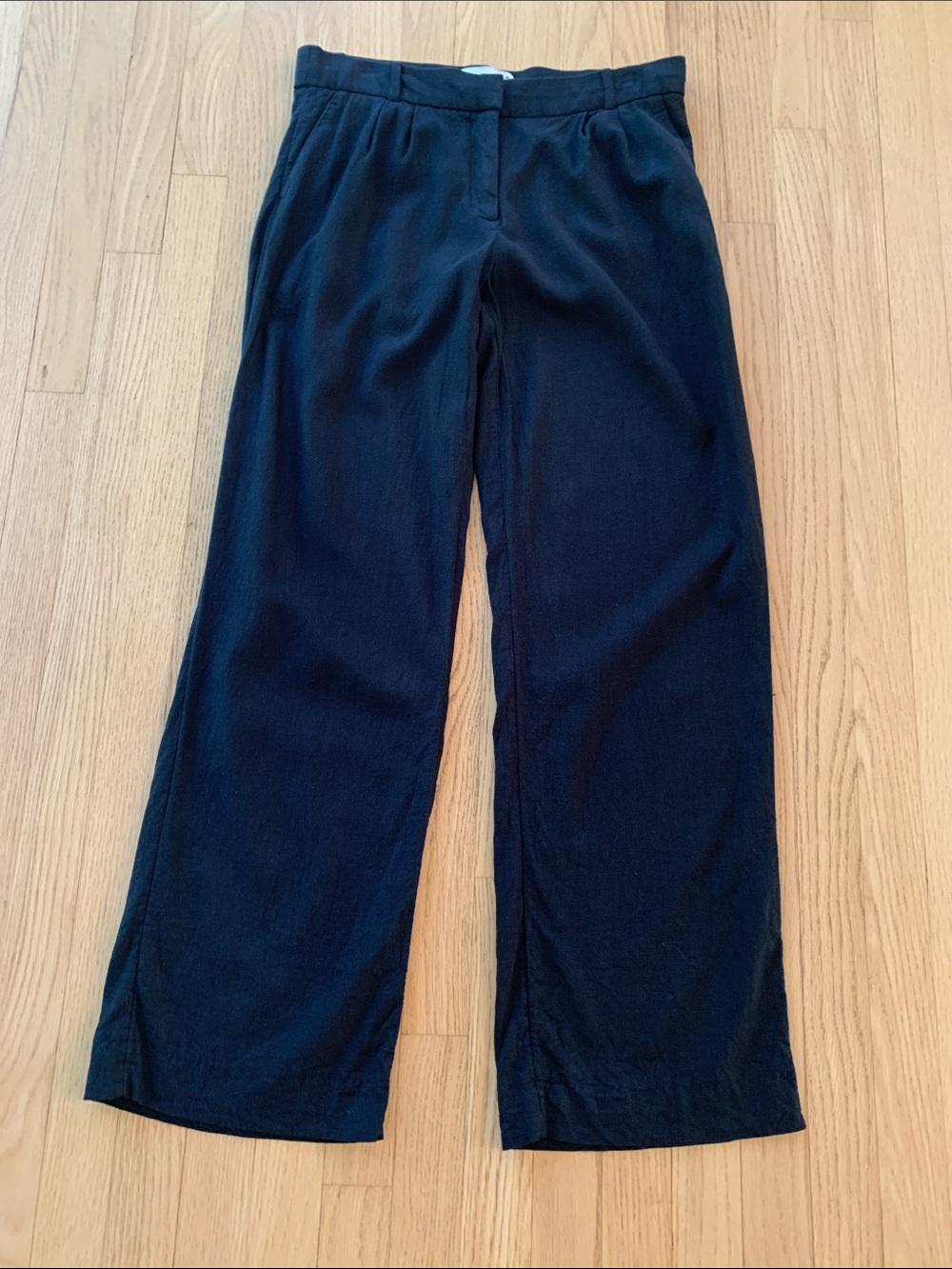 Abercrombie & Fitch Linen Blend Wide Leg Trouser Pants Black Size 8 Long